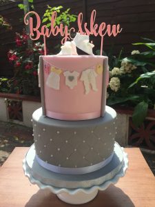 Pink and Grey Baby Shower Cake